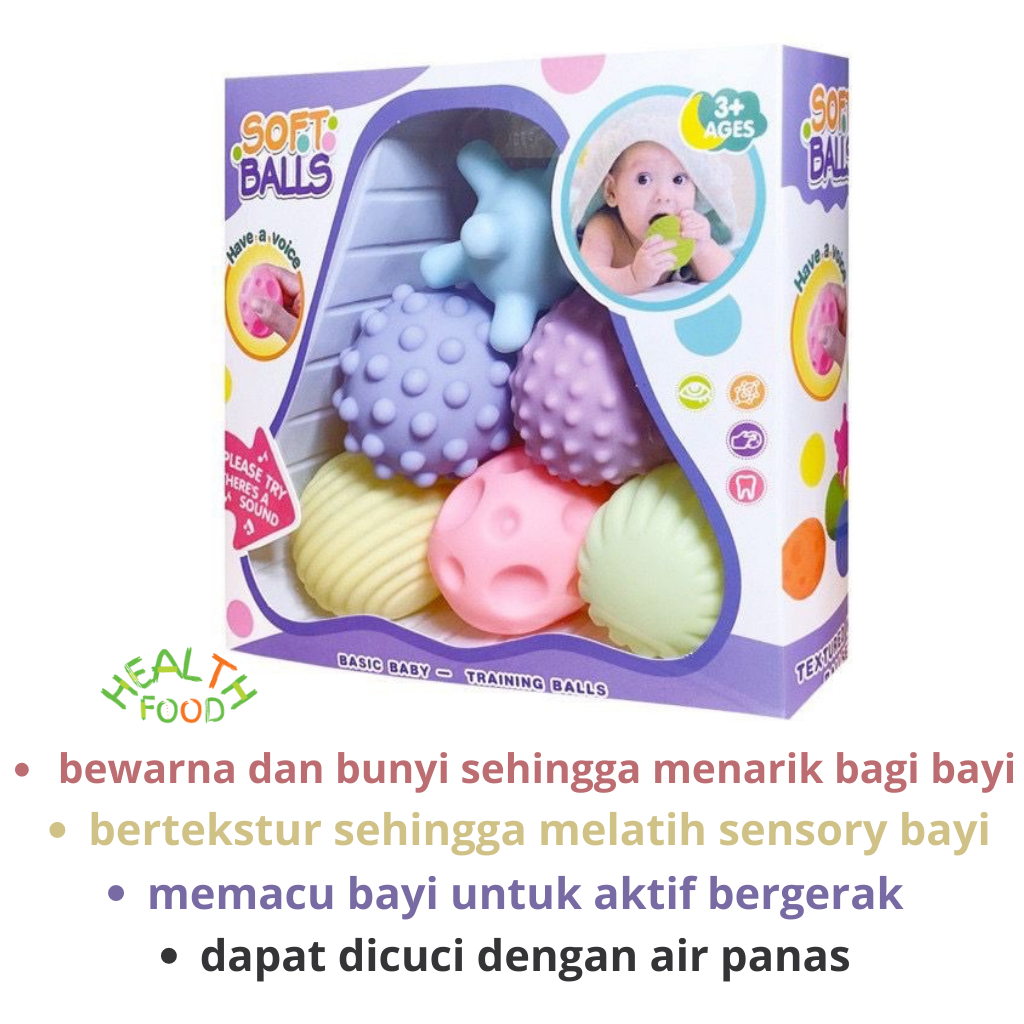 mainan bayi sensory play bola bayi bola karet anak bola sensorik bayi sensory ball touch ball HEALTHFOOD