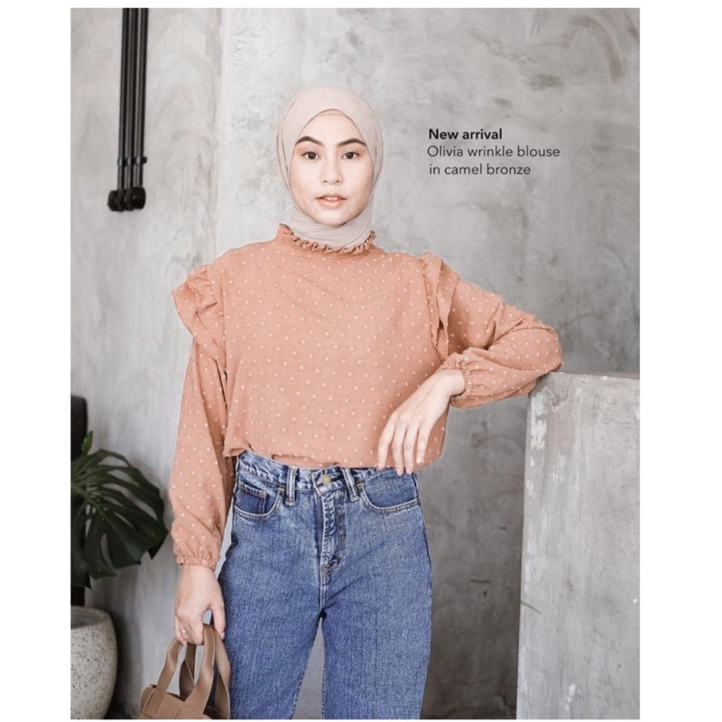 Rona Blouse Crinkle Uragiri Atasan Wanita Lengan Panjang OOTd Remaja Kekinian