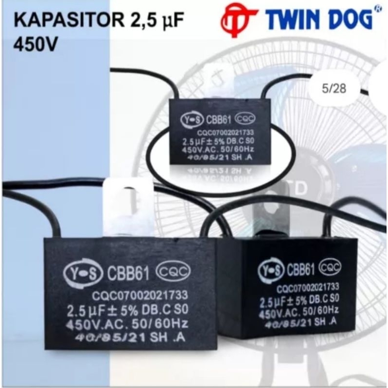 Kapasitor Kotak Kipas Angin 1,5uF - 450V 50/60HZ