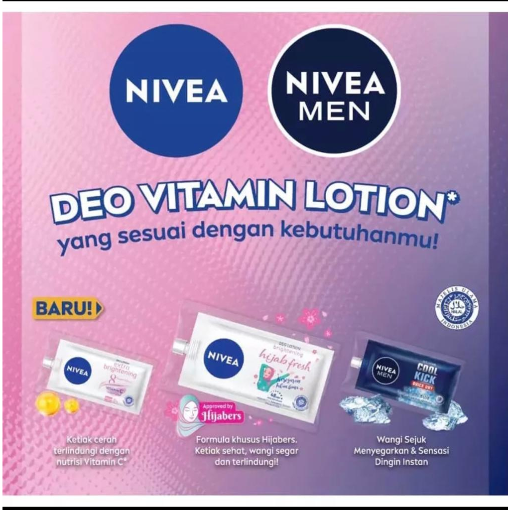 NIVEA Deodorant Deo Lotion Sachet 9ml | Men Ice Cool | Hijab Fresh | Extra Brightening | Lotion Ketiak