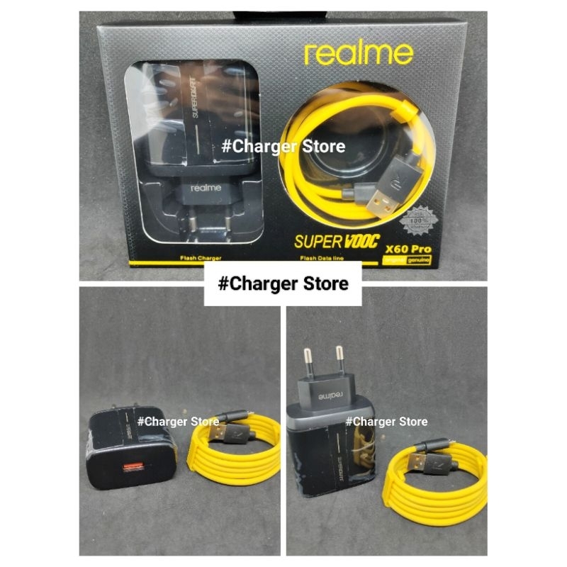 Charger Realme Black ORIGINAL 6.5 Amper Micro USB / Type C Super VOOC DART Fast Charging