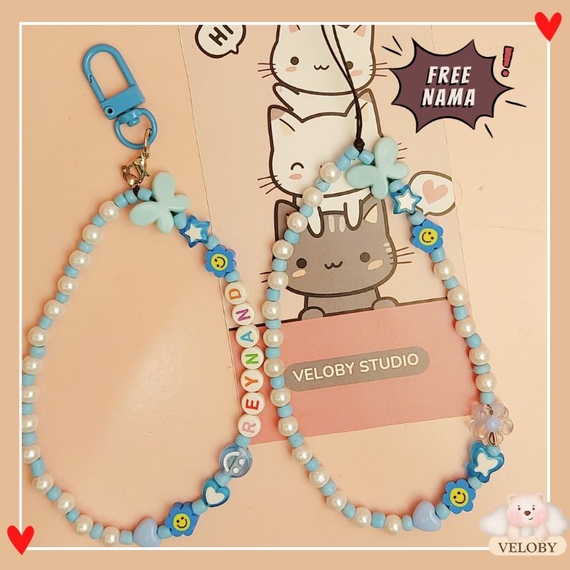 Gantungan korean chain Blues| Gantungan Hp beads |  keychain | phone chain | Tali hp | phone string