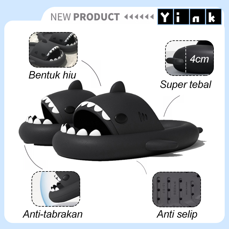 Yink Sandal Hiu Dewasa Sandal Slop Wanita Import Sepatu Sendal Karet Jelly Kekinian Slip On Sandal Rumah Korea Terbaru Empuk Elastis EVA