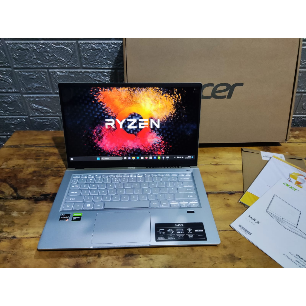 GAMING Acer Swift X SFX14 Ryzen 5 5500U GTX 1650 8GB 512GB Garansi