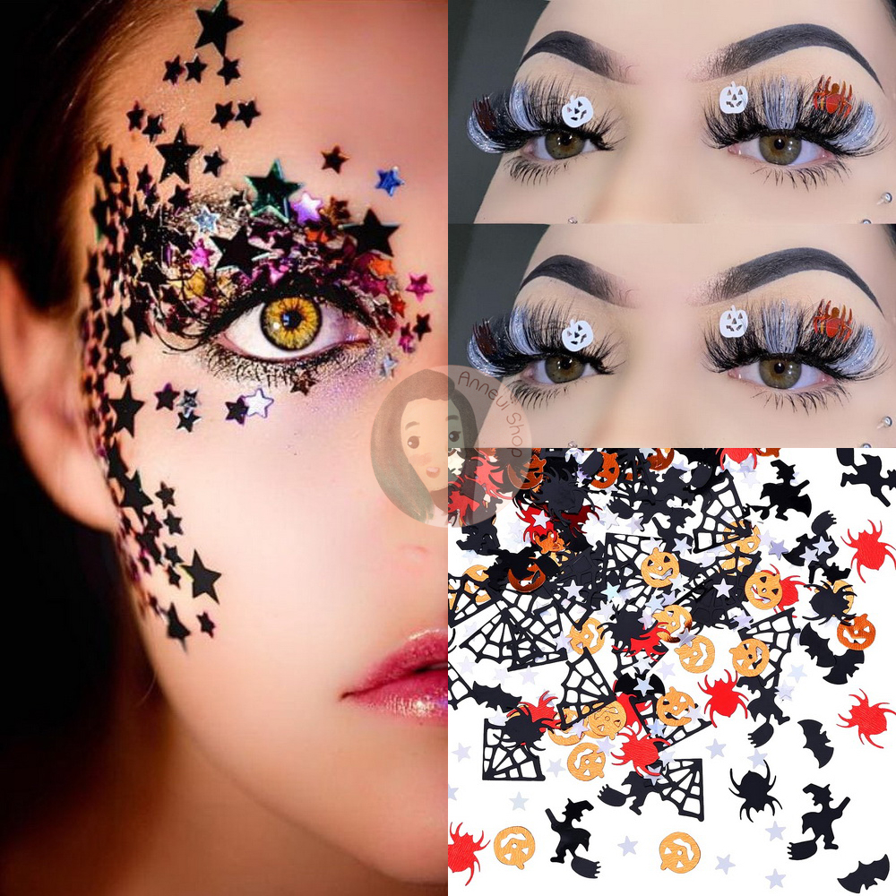 Halloween Edition Star Butterfly Heart Love Glitter Sequins Nail Art Manik-manik Kuku Wajah Craft Kosmetik Hiasan Kuku Eye Korean Make Up Handphone Decorations Wedding Party Cosplay Color Warna Warni Douyin