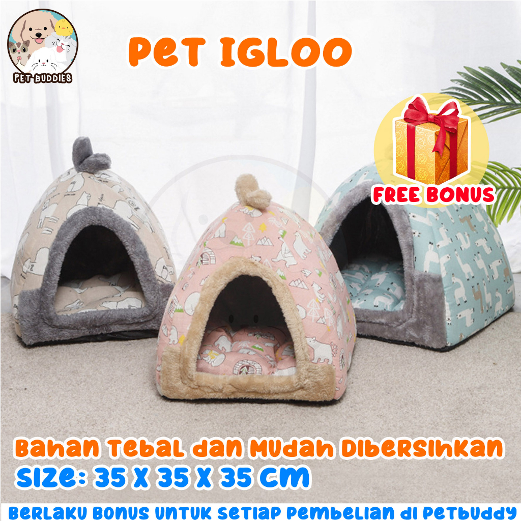 [FREE BONUS]Pet Igloo Rumah Kucing/Anjing Bulu Lembut Pet House Bantal