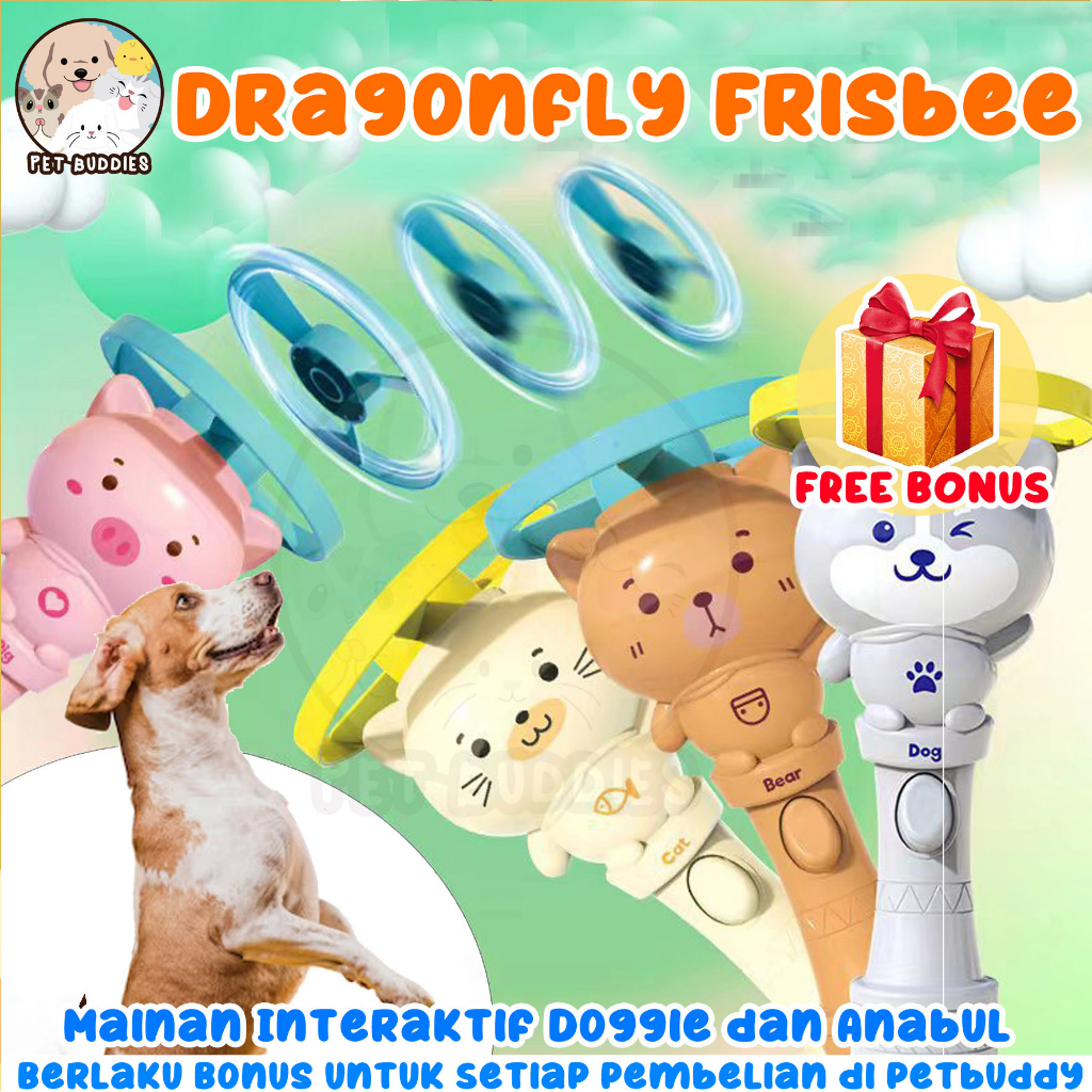 Pet Dragonfly Frisbee Husky and Bear Mainan Kejar Kucing/Anjing