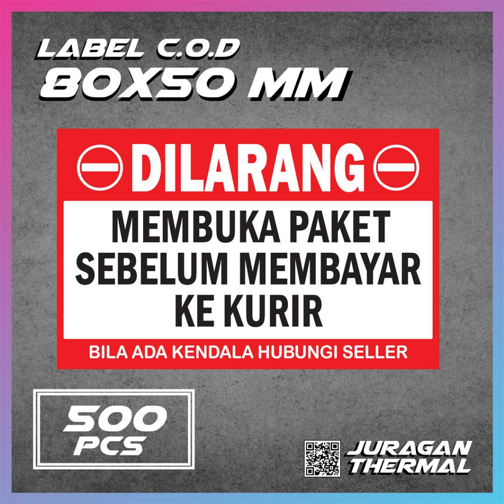

Label Sticker COD Stiker Cash On Delivery Dilarang Buka Paket 500 pcs
