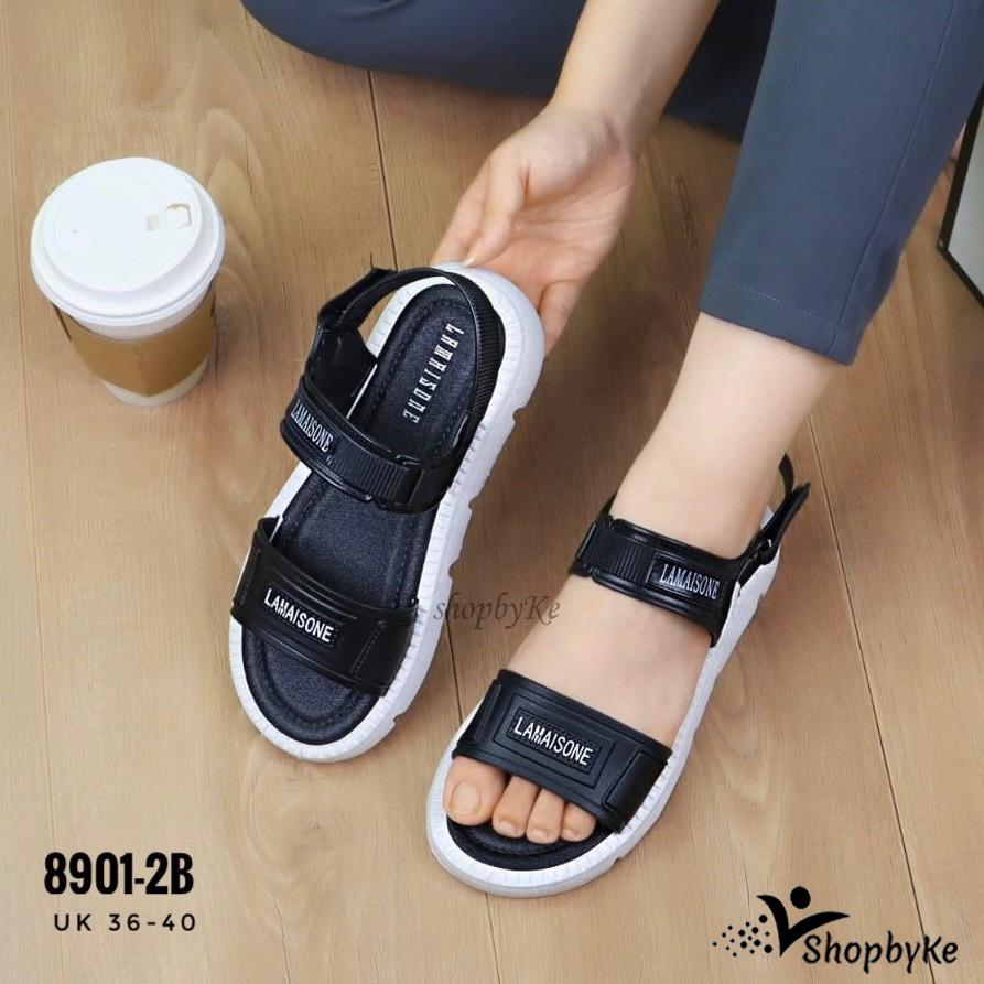 Sepatu Sandal Selop Jelly Gladiator Wanita LAMAISONE BLACK Size 36-40 Ban Dua FASHION