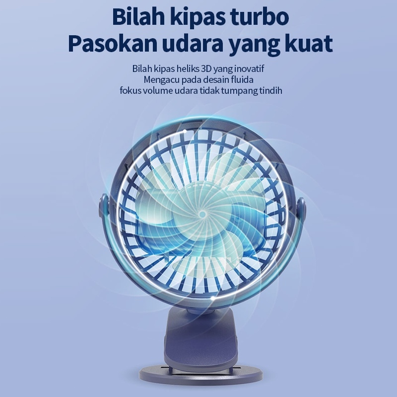 Ortebel Mini Hand Fan， Fan 360 ° Rotasi ，USB isi ulang 10000mah fan，tiga kecepatan pengaturan， Kipas Angin Jepit Mini/Kipas Mini Portable/Kipas Angin Meja/Kipas Angin Tangan/Kipas Angin Murah