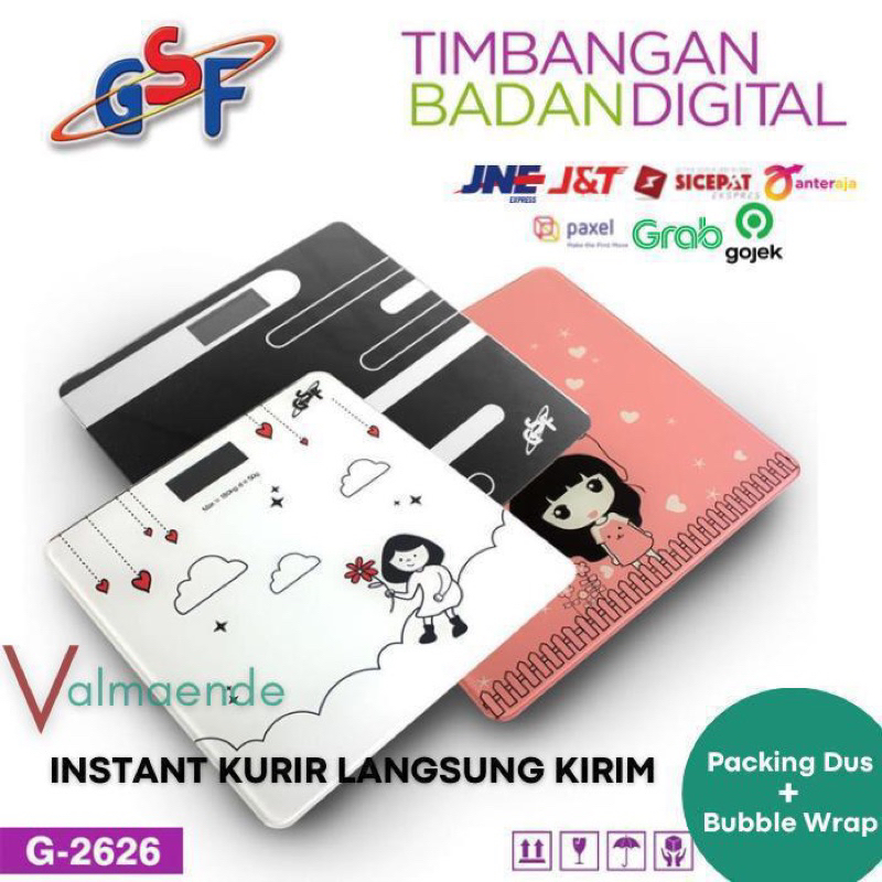Timbangan Badan Digital 150 Kg GSF 2626 Q2 117 GSF Free Packing Bubble Wrap Kaca Premium Tempered Glass Elektronik
