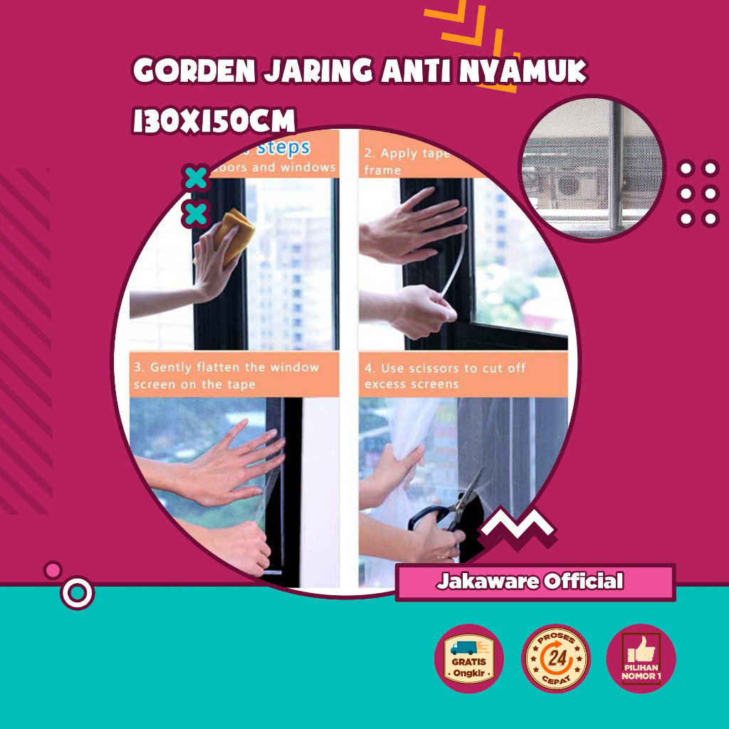GORDEN JARING ANTI NYAMUK WINDOW NET MESH CURTAIN 130X150CM MENANGKAL SERANGGA PINTU PENUTUP TEMPAT 