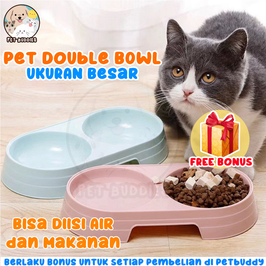 Tempat Makan dan Minum Macaron 2 in 1 Kucing/Anjing Tempat Makan 2 Lubang Mangkuk