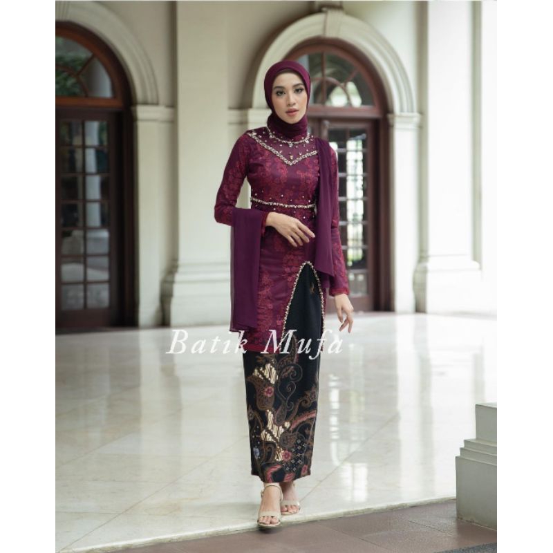 SET COUPLE HANA MAROON -  KEBAYA TERBARU KEBAYA WISUDA KEBAYA LAMARAN KEBAYA TUNANGAN