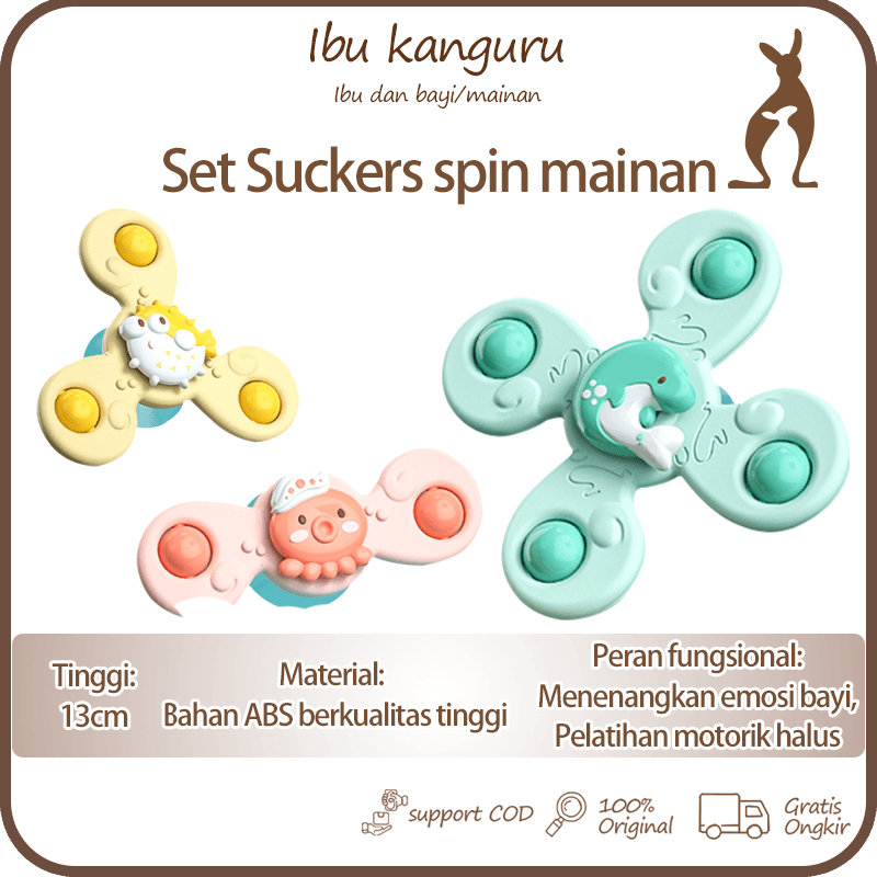 Mainan Fidget Spinner Anak Pop it Mainan Mandi Bayi Spiner Putar Mainan Genggam Sensor Motorik Bayi/ mainan bayi 3 bulan