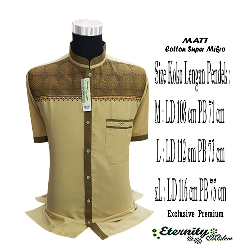 Baju Koko Pria Dewasa Lengan Pendek Atasan Muslim Eternity Terbaru