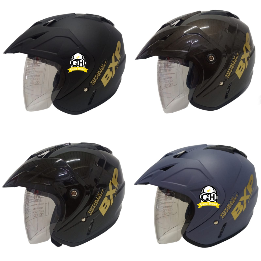 GODZILLA HELM BXP SOLID BLACK DOFF HALF FACE MURAH SINGLE VISOR