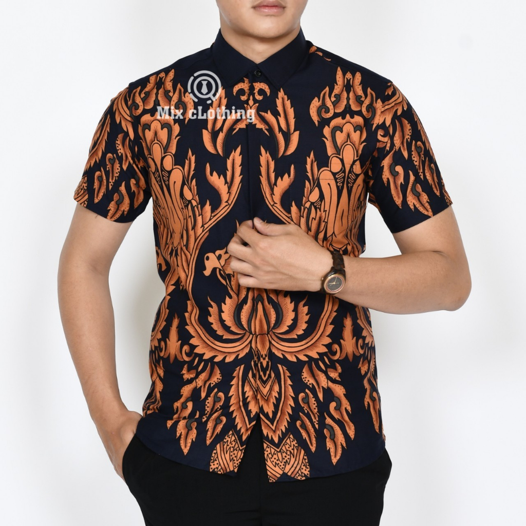 Baju Batik Pria Slimfit Kemeja Lengan Pendek Hem Slim Fit LBS 2109