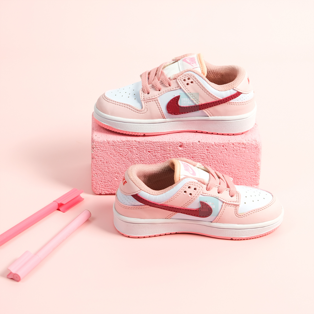 SEPATU ANAK PEREMPUAN SNEAKERS DUNK LOW PINK FOAM RED WHITE 26-35 - URBAN SNEAKER KIDS