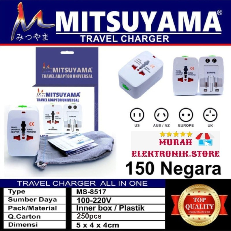 MITSUYAMA MS-8517 All in One World Universal Travel Adapter