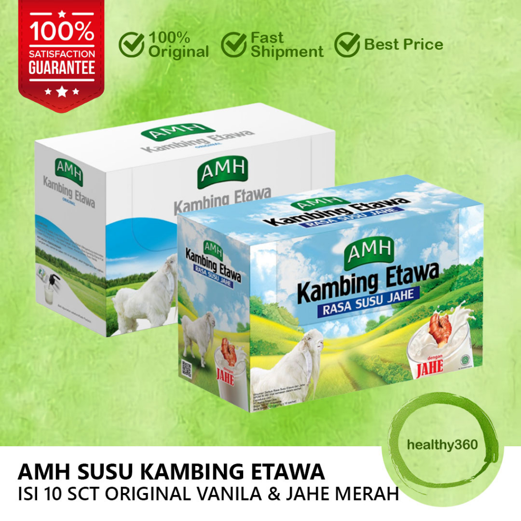 

AMH Susu Kambing Etawa Box isi 10 Sachet Original Vanila & Jahe Merah