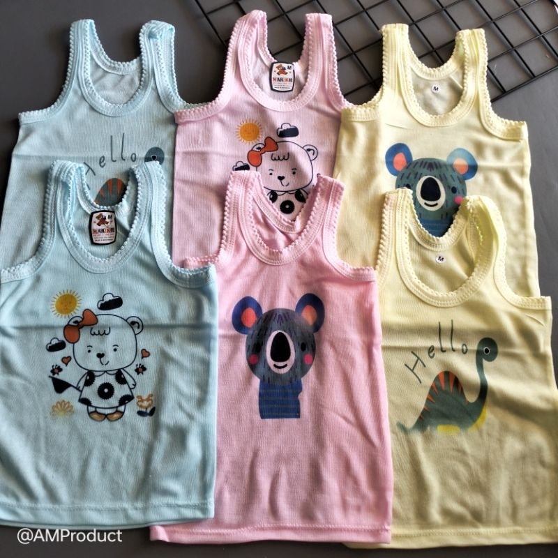 6 pcs / 12 pcs kaos dalam anak lucu