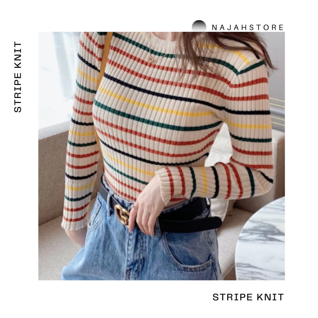 najahstore Stripe inner sweater knit