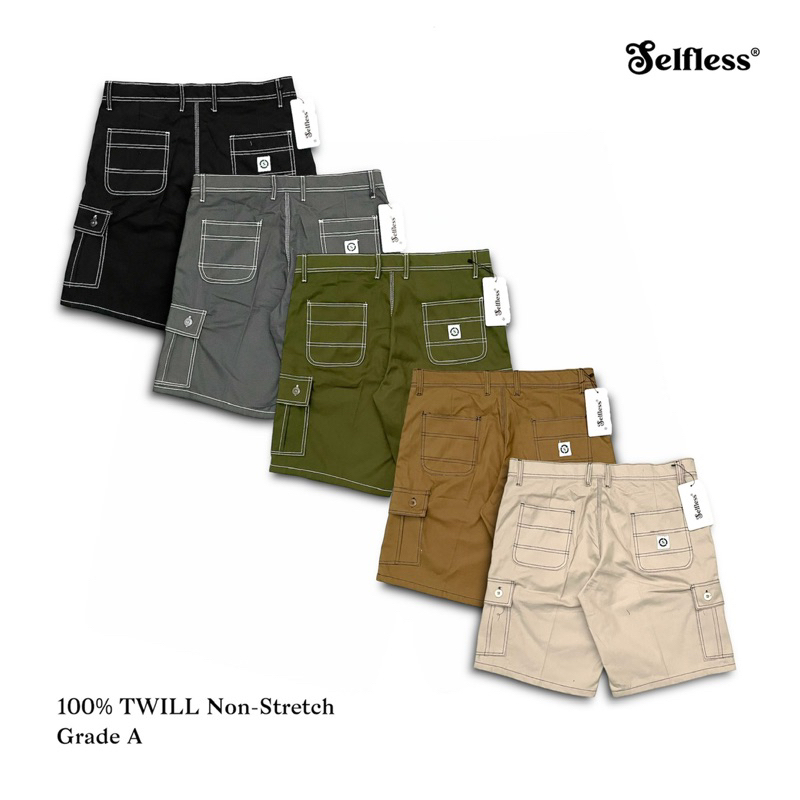 Selfless - Celana Pendek Cargo Pria Short Cargo Carpenter Pants Celana Cargo Kargo Chargo Kimpul List Pendek Hitam Cream Hijau Army Abu Tua Muda Mocca Khaki Pria Dewasa