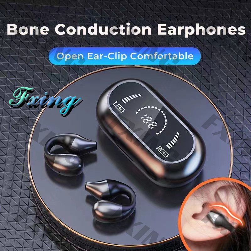 （COD）FXING S03 OPEN EAR TWS AIR CONDUCTION HEADPHONE EARPHONE BLUETOOTH 5.2 Waterproof Innovative clip-on ear design