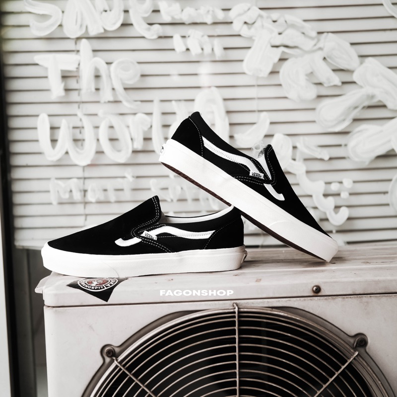 V4NS SLIP-ON SIDESTRIPES BLACK/WHITE ORIGINAL 100%