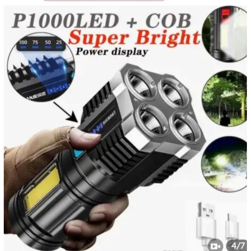 Senter led cob,mode 4 lampu,super terang dan tahan lama