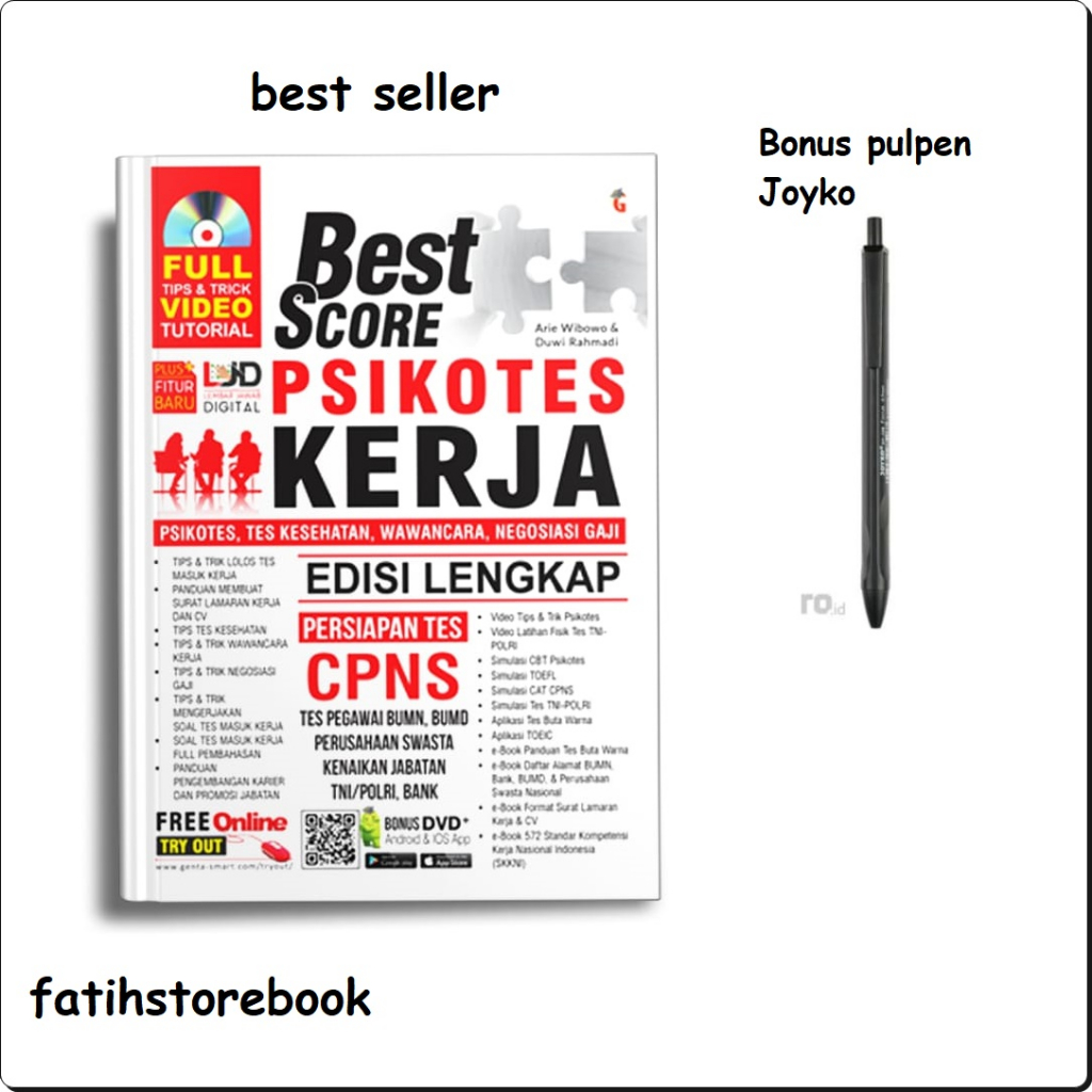 BUKU PSIKOTES - BUKU PSIKOTES KERJA - BUKU TPA PSIKOTES BEST SCORE PSIKOTES KERJA