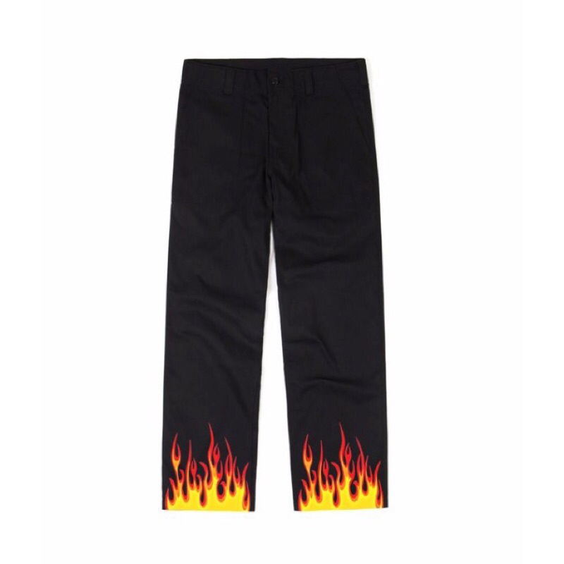 LONG PANTS FLAME | THREEVOLT.CLOTH CHINOS BLACK ON FIRE | CELANA CHINO PANJANG MOTIF API PRIA
