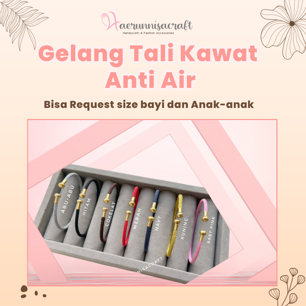 Gelang Tali Kawat Anti Air Model Terbaru (Free karet 2pcs)