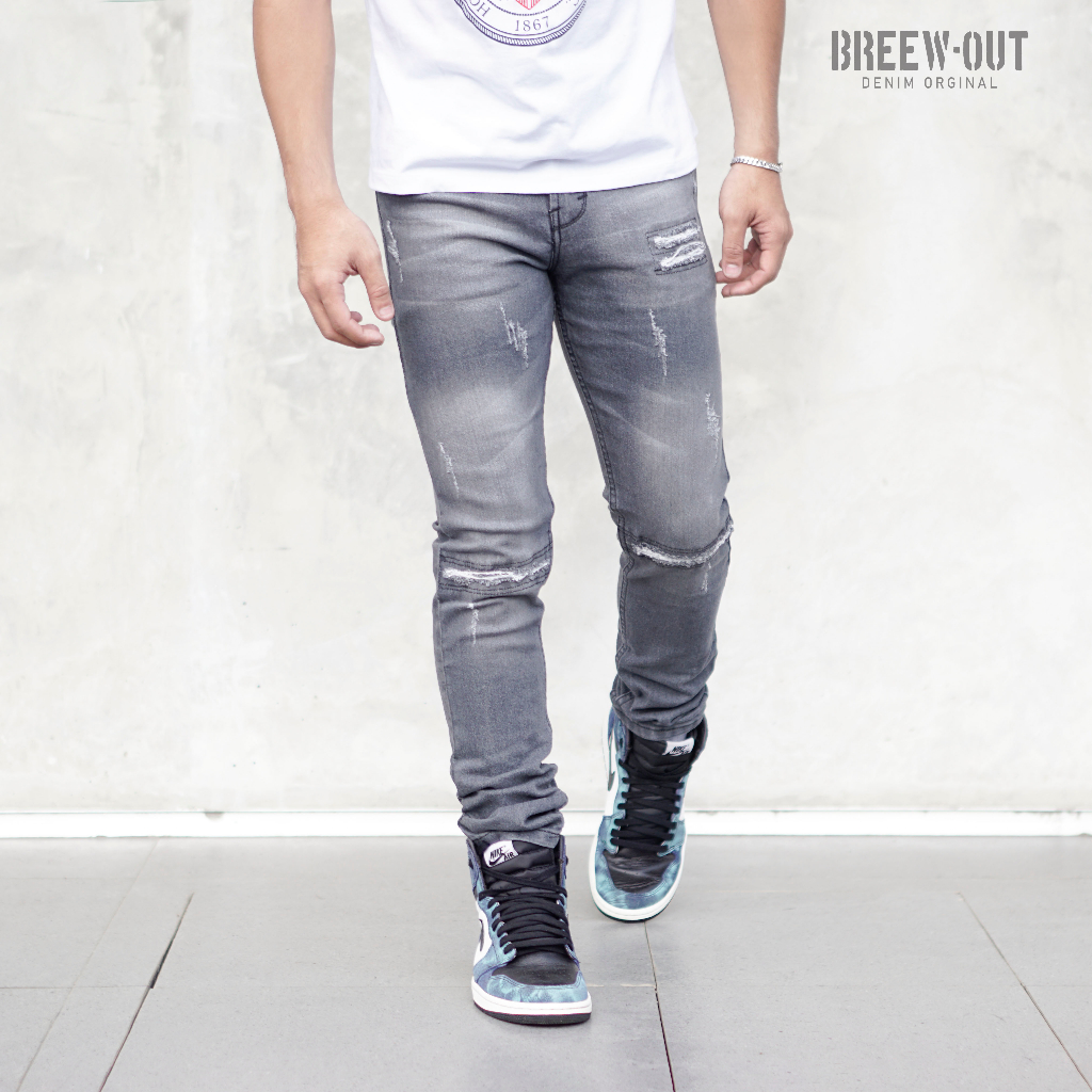 CELANA DENIM PRIA SOBEK GREY BREEWOUT PREMIUM
