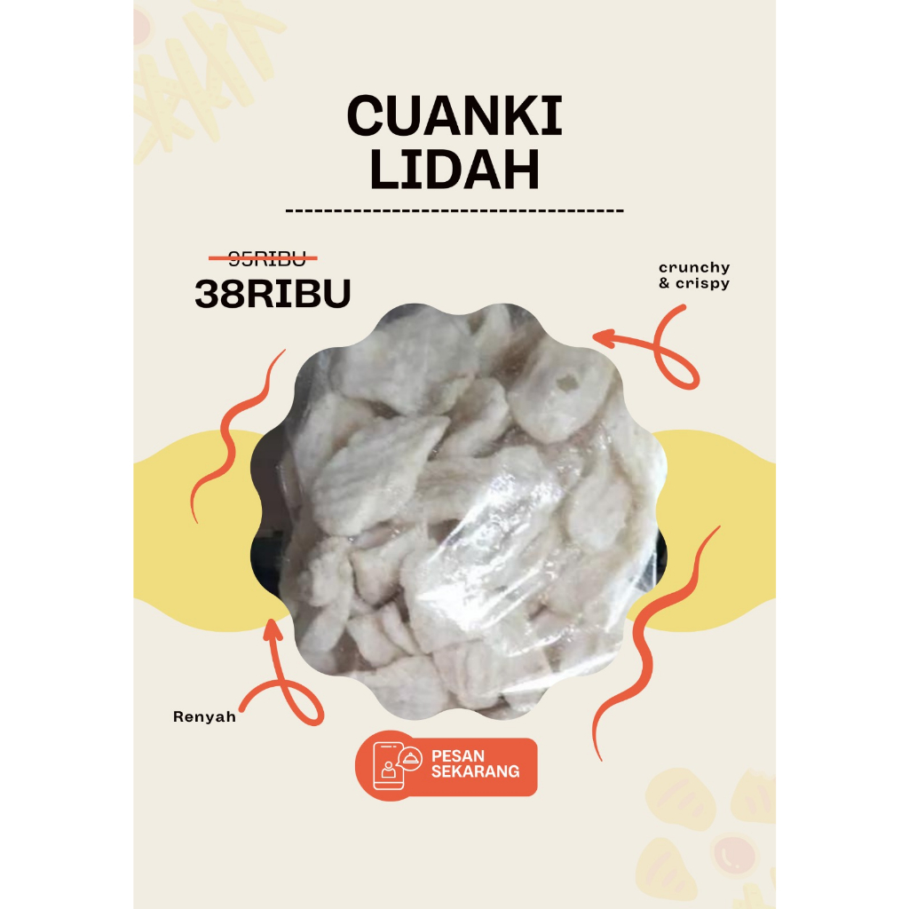 

CUANKI LIDAH MURAH RENYAH ISI 150PCS Terlaris Best Seller