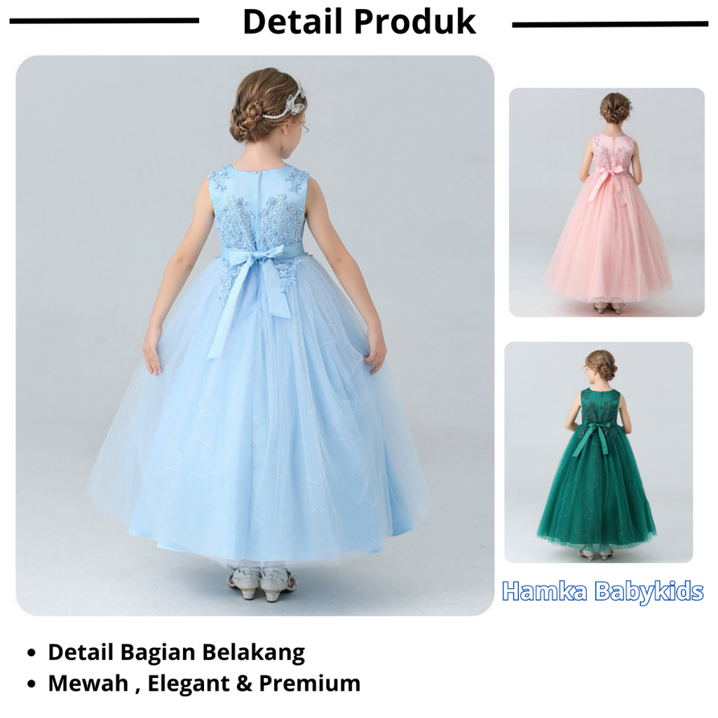 Dress Pesta Anak Perempuan 4 - 15 Tahun Princess Long Dress Tutu Import Korea Premium Gaun Ulang Tahun Anak Tanggung