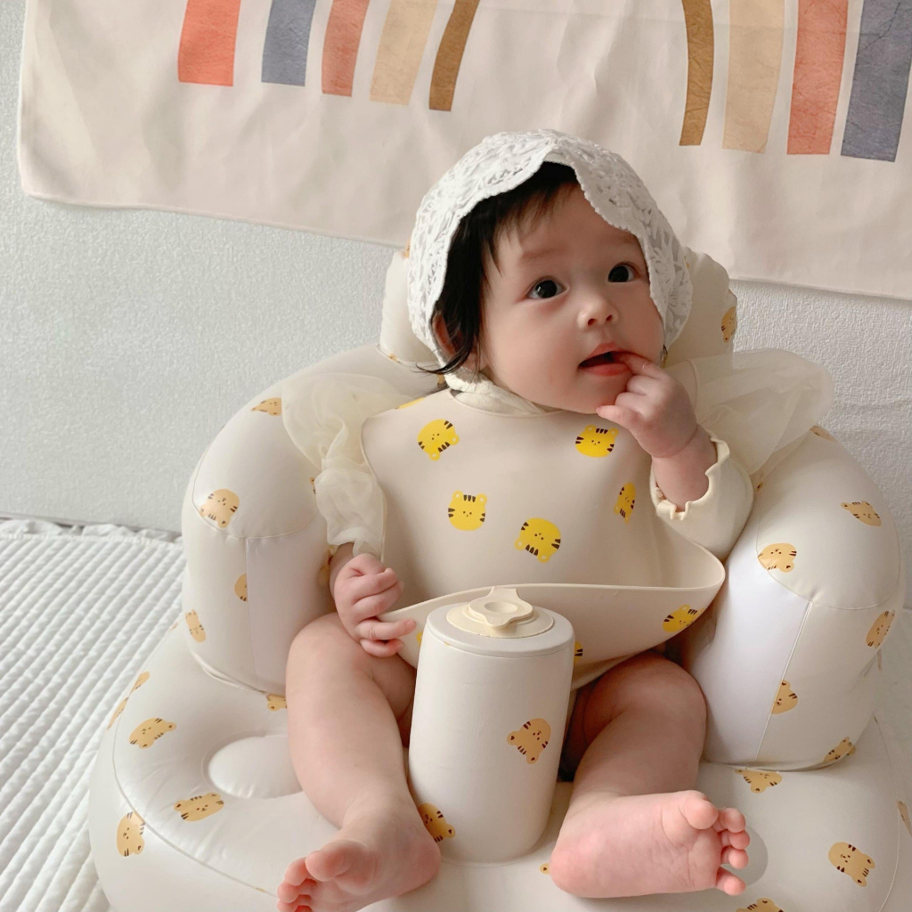 buah zaitun pola Kursi Makan Bayi cocok Untuk Bayi Pompa Untuk Belajar Duduk Makan Main Dan Mandi kursi duduk bayi Tiup Multifungsi portable bayi Sofa