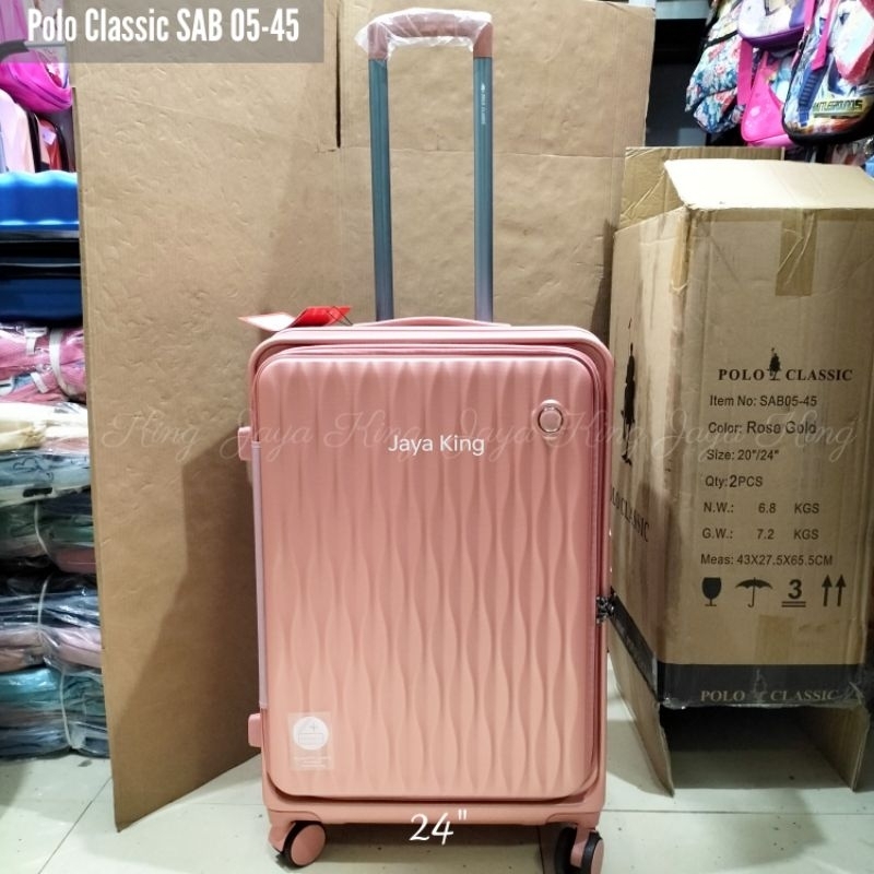 Koper Fiber 24 Inch POLO CLASSIC Expandable Resleting Anti Tusuk TSA Lock Kunci Tanam