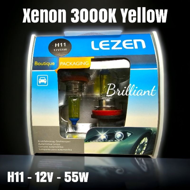 Lampu Bohlam Halogen Xenon - 3000K Yellow Glass - H3 H4 H7 H11 H16 HB3 HB4 - Harga Set