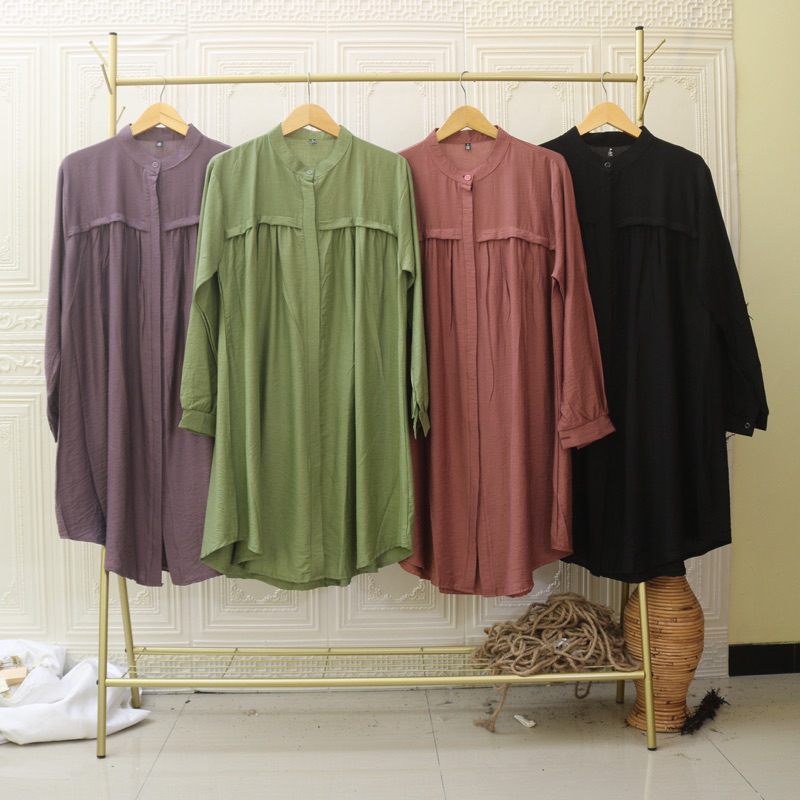 TUNIK POLO LINEN FULL KANCING TUTUP