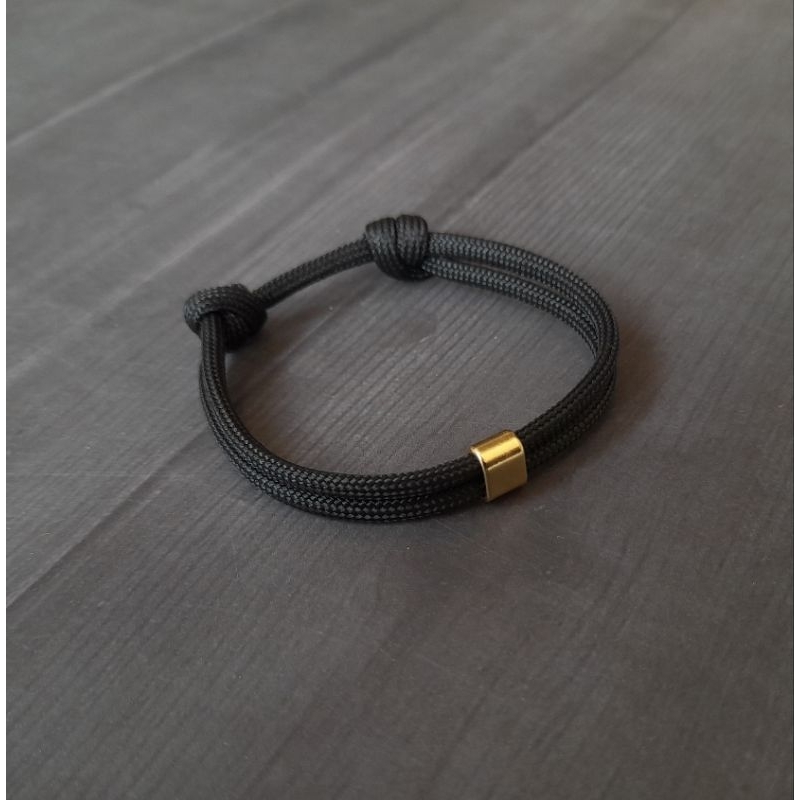 Gelang Paracord 550 Premium 4mm Simple Knot X metal beads spacer Pria Wanita Unisex Couple Elegan