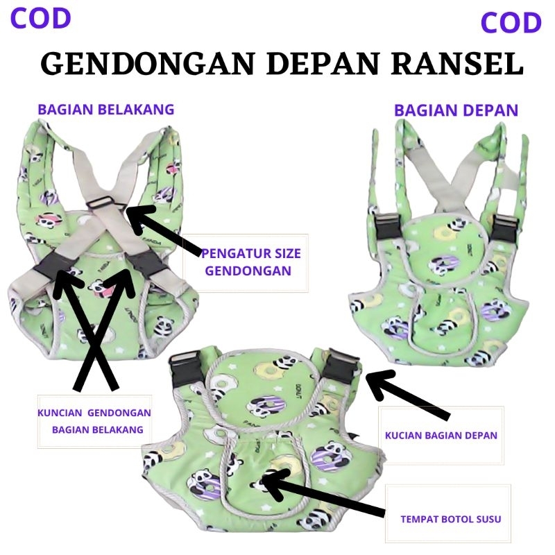 Gendongan depan ransel / gendongan ransel / gendongan depan karakter / gendongan bayi / gendongan ransel motif