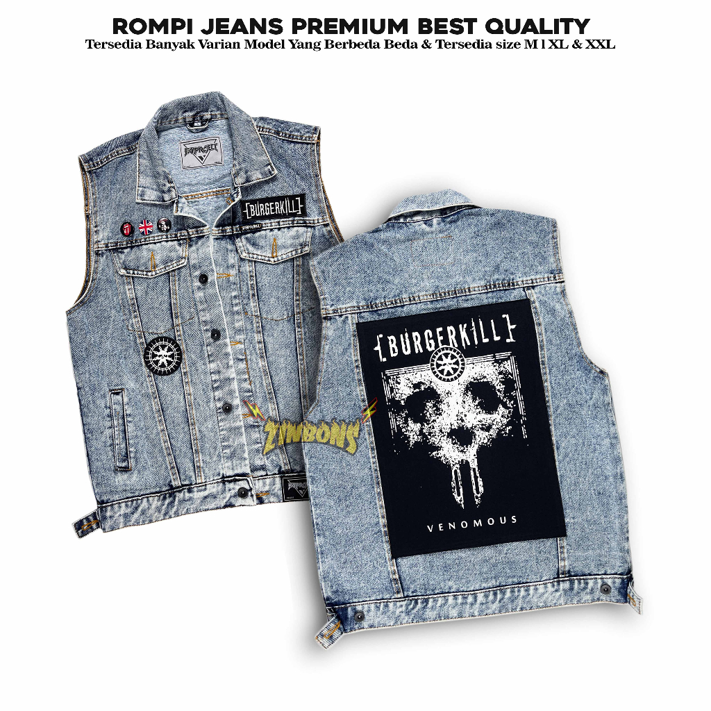 Rompi Jeans Pria Sandwash Lekmong - Jaket Rompi Kerah Denim Best Quality