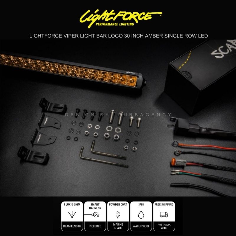 LIGHTFORCE VIPER LIGHT BAR Logo 30 INCH AMBER SINGLE ROW LED