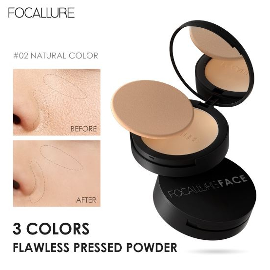 FOCALLURE Oil-control Pressed Powder-Matte Bedak Padat 3 warna