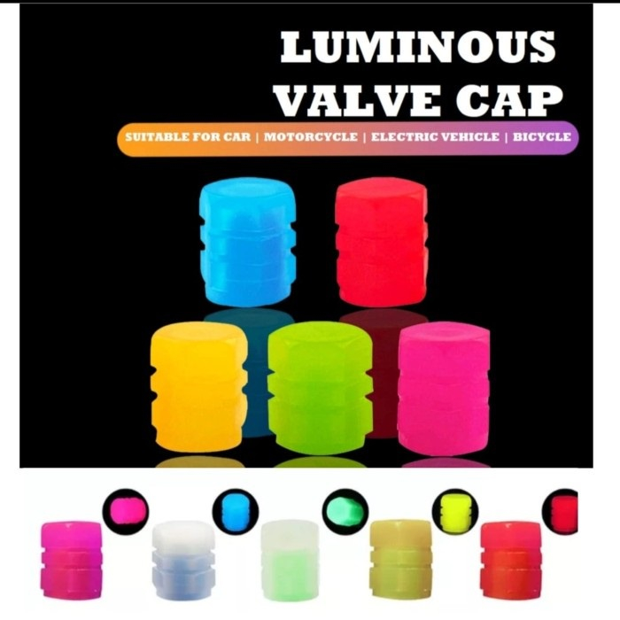 Pentil Ban  Glow in the dark Tutup Pentil Ban Sepeda Motor Mobil Glow In The Dark Luminous Neon