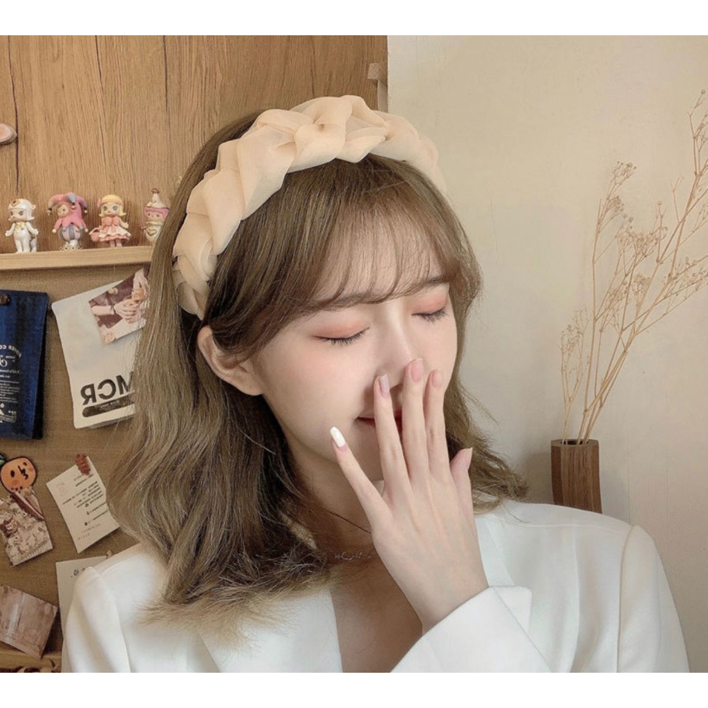 TS01- BD0060 Bando Kepang   NAGITA Satin Korea Scrunchie Headband Bandana Polos Wanita Aksesoris Rambut Wanita Fashion Murah Import