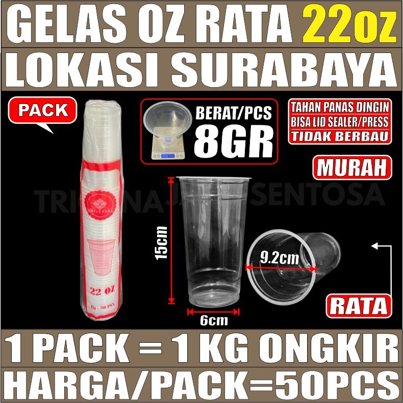 Gelas oz Rata 22oz Cup Plastik Datar Per Pack Murah SBY