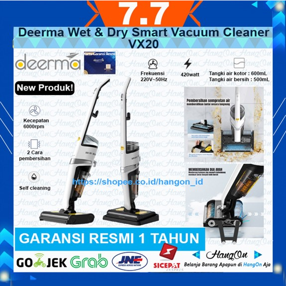 Deerma VX20 Dry &amp; Wet Multi Vacuum Cleaner Pel Lantai Basah Kering 6000Pa Self Cleaning Membersihkan dua arah